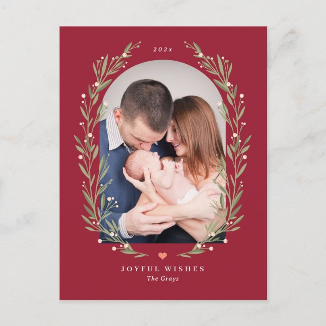 Floral Bliss Christmas Holiday Photo Card Postcard (Front)