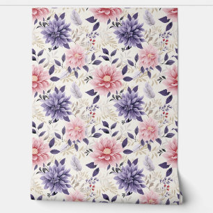 Floral Bliss Petite - Purple, Pink, Beige - Glam Wallpaper