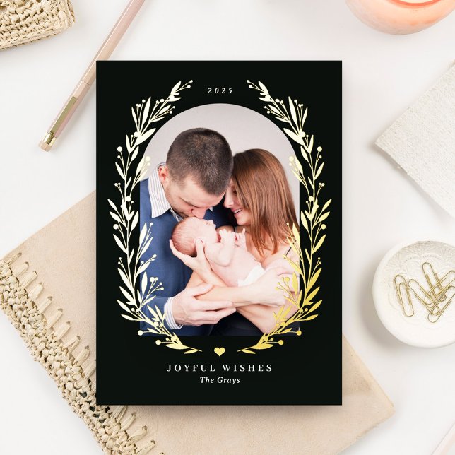 Floral Bliss REAL FOIL Christmas Holiday Card (Creator Uploaded)