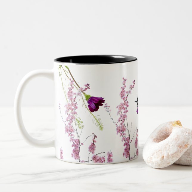 Floral Bliss Two-Tone Coffee Mug (With Donut)