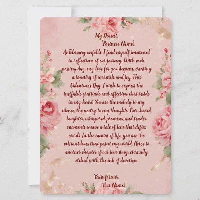 Floral Bliss 💖✨ Valentine's Day Card (Front)