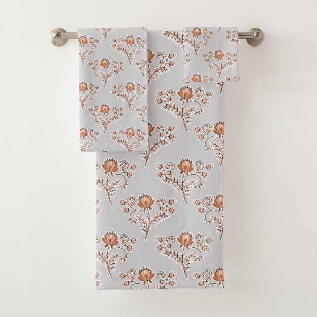 Floral block print. bath towel set (Insitu)