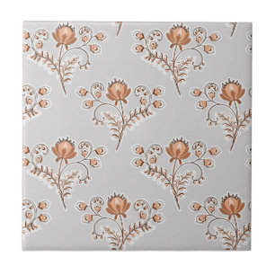 Floral block print. ceramic tile