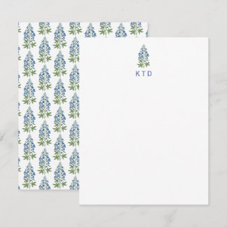 Floral Block Print Monogram Notecard