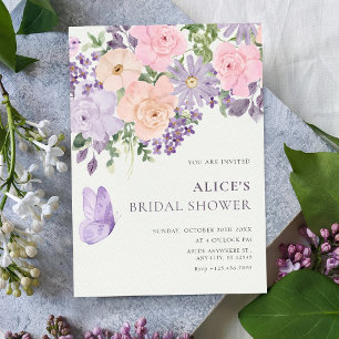 Floral bloom butterfly bridal shower invitation