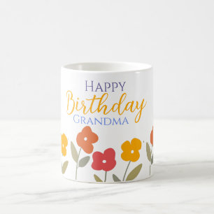 Floral Bloom Colourful Happy Birthday Grandma Coffee Mug