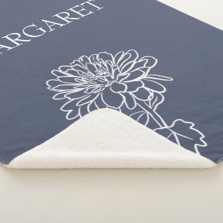 Floral Bloom Minimalist Lines Custom Background  Sherpa Blanket
