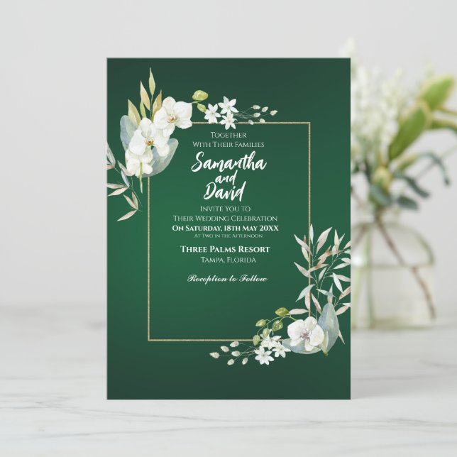Floral Bloom of Love Wedding Invitation (Standing Front)