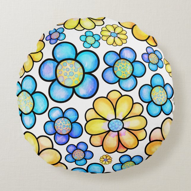 Floral Bloom Round Cushion (Front)