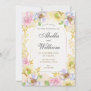 Floral bloom soft colour wedding  invitation
