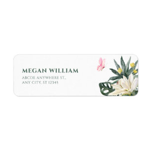 Floral bloom watercolor return address label