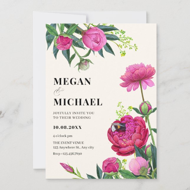 Floral bloom wedding invitation (Front)