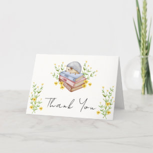 Floral Blooming Hedgehog Baby Shower Thank You Card