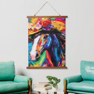 Floral Blooming Stallion Hanging Tapestry