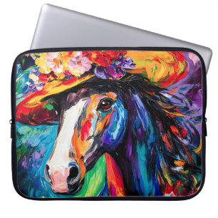 Floral Blooming Stallion Laptop Sleeve