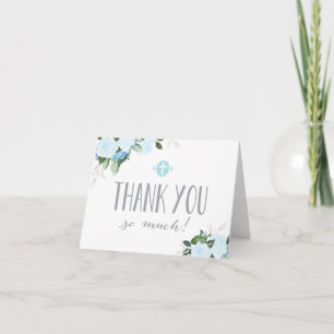 Floral Blooms Blue Religious Thank You Card
