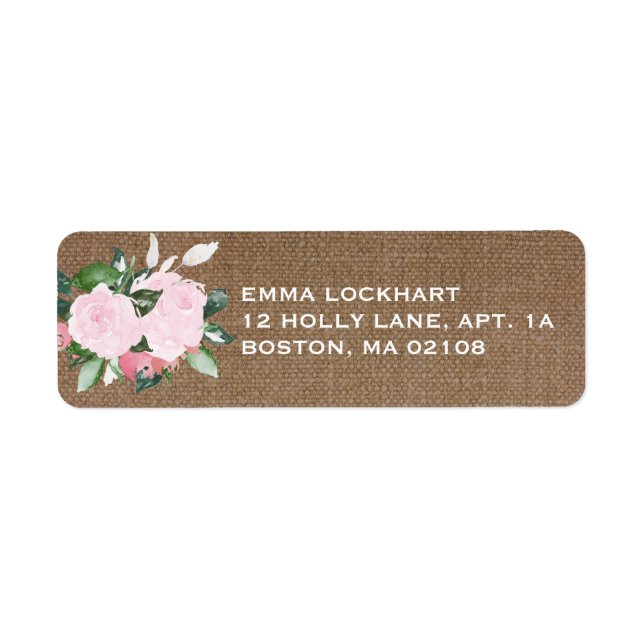 Floral Blooms Burlap Return Address Label (Front)