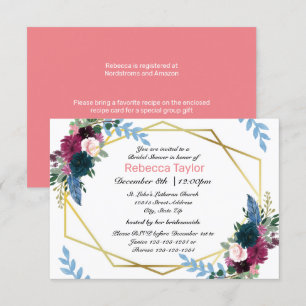 Floral Blooms Mod Pink - 3x5 Bridal Shower Invite