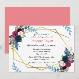 Floral Blooms Mod Pink - Bachelorette Party Invitation