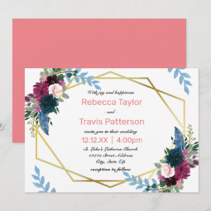 Floral Blooms Mod Pink - Wedding Invitation