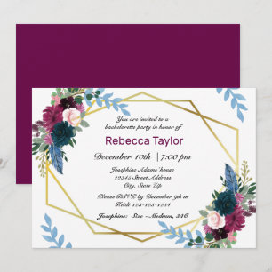 Floral Blooms Mod Plum - Bachelorette Party Invitation