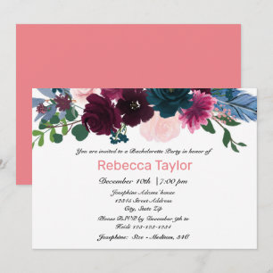 Floral Blooms Pink - Bachelorette Party Invitation