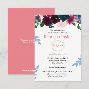 Floral Blooms Pink Vertical - 3x5 Baby Shower Invitation