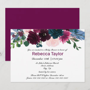 Floral Blooms Plum - Baby Shower Invitation