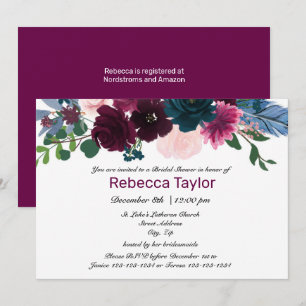 Floral Blooms Plum - Bridal Shower Invitation