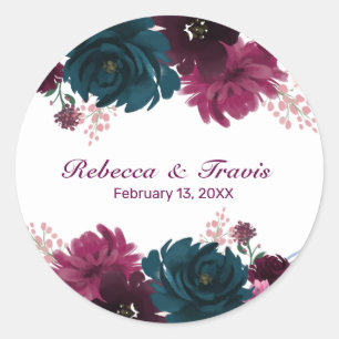 Floral Blooms Plum - Circle Sticker