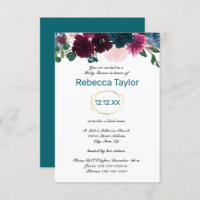 Floral Blooms Teal Vertical - 3x5 Baby Shower