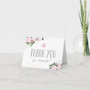 Floral Blooms White Religious Thank You Card