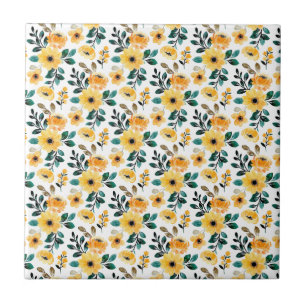 Floral blossom (4.25 x 4.25) small yellow daisy ceramic tile