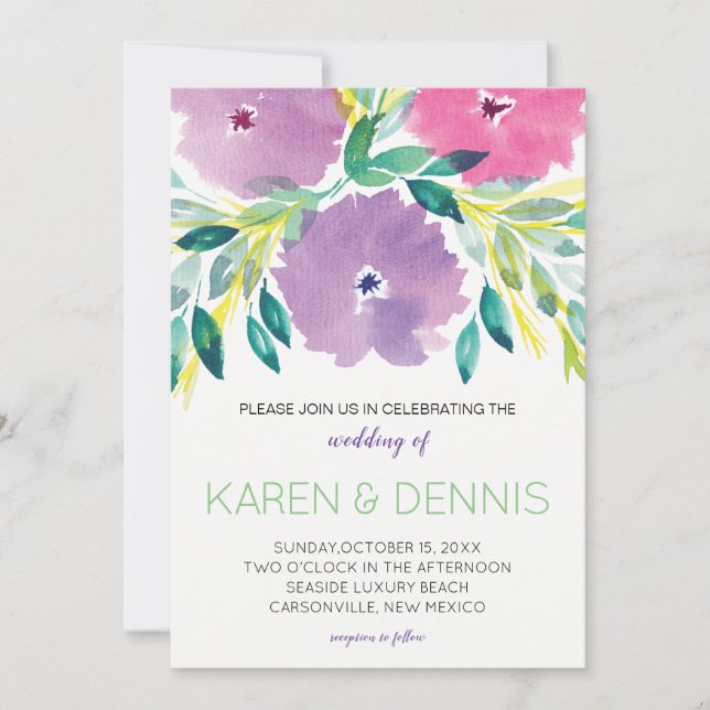Floral Blossom Wedding Invitation (Front)
