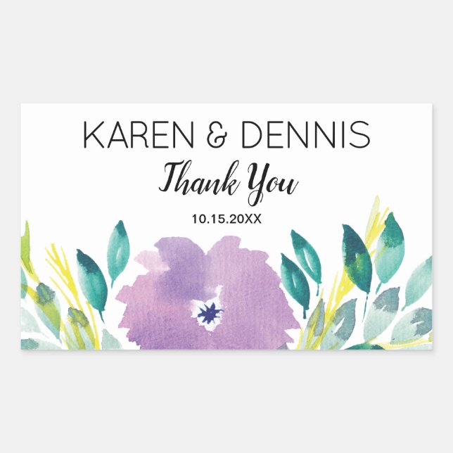 Floral Blossom Wedding Rectangular Sticker (Front)