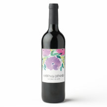 Floral Blossom Wedding Wine Label