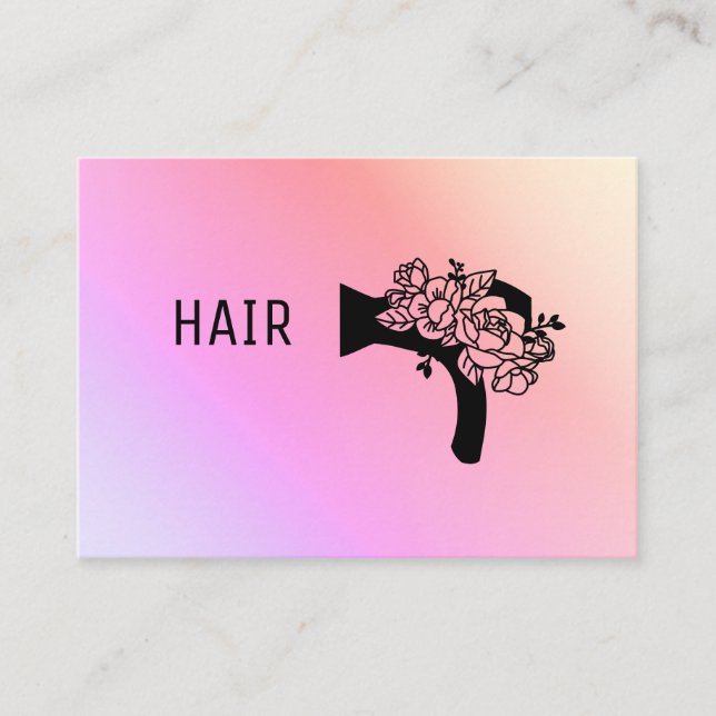 *~* Floral Blow Hair Dryer Flower Ombre Pastel AP6 Business Card (Front)