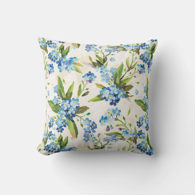 Floral Blue and Green Cushion (Front)