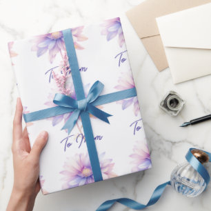 Floral Blue and Purple To Mum Wrapping Paper