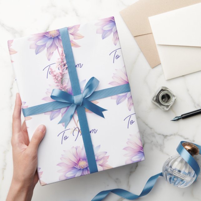 Floral Blue and Purple To Mum Wrapping Paper (Gifting)