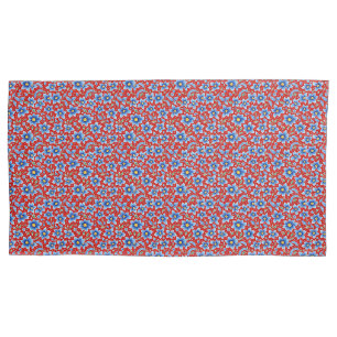 Floral Blue and Red Provencal Print Pillowcase