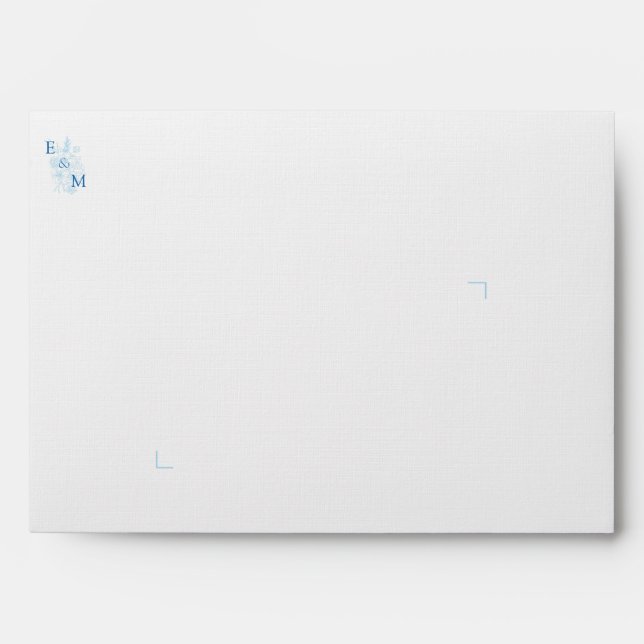 Floral Blue and White Elegant Classic Envelope (Front)