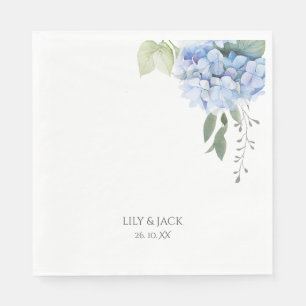 Floral Blue and White Hydrangea Wedding Napkin
