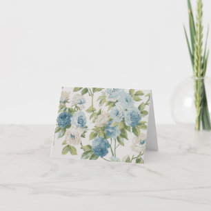 Floral Blue And White Rose Pattern Notecard