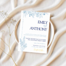 Floral Blue and White Wedding Invitation