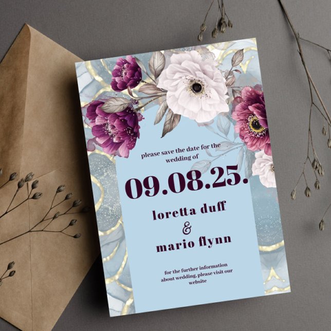 Floral Blue Arch Save the date Invitation (Creator Uploaded)