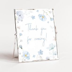 Floral Blue Baby in Bloom Thank you for Coming Poster