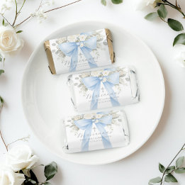 Floral Blue Bow Baby Boy Baptism