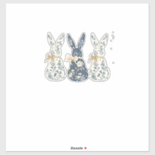 Floral Blue Bunny Cute Happy Easter Day Coquette B