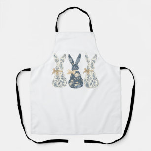 Floral Blue Bunny Cute Happy Easter Day Coquette B Apron